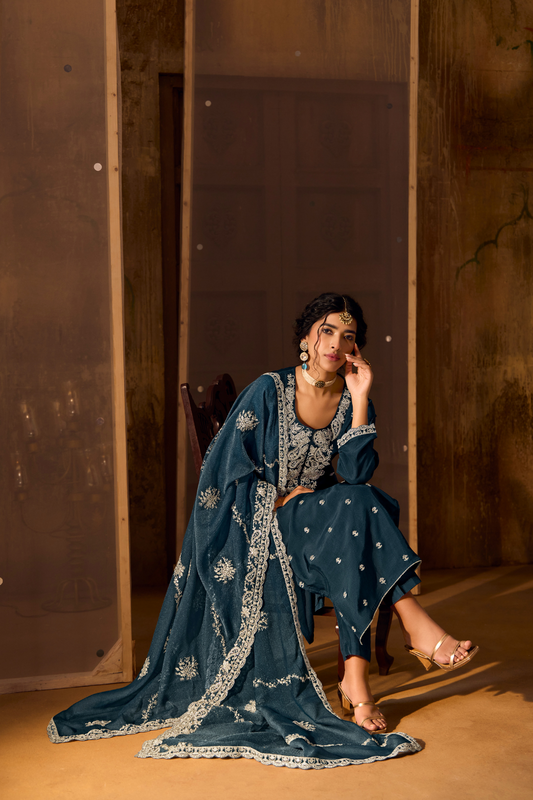 Bamberg Silk Salwar Suit with Elegant Eid Embroidery Design