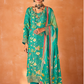 Pure Kanjivaram Salwar Suit with Digital Embroidered Borders
