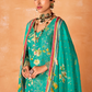 Pure Kanjivaram Salwar Suit with Digital Embroidered Borders