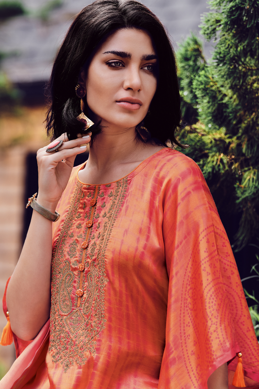 Elegant Shibori Pattern Viscose Kaftan with Pants