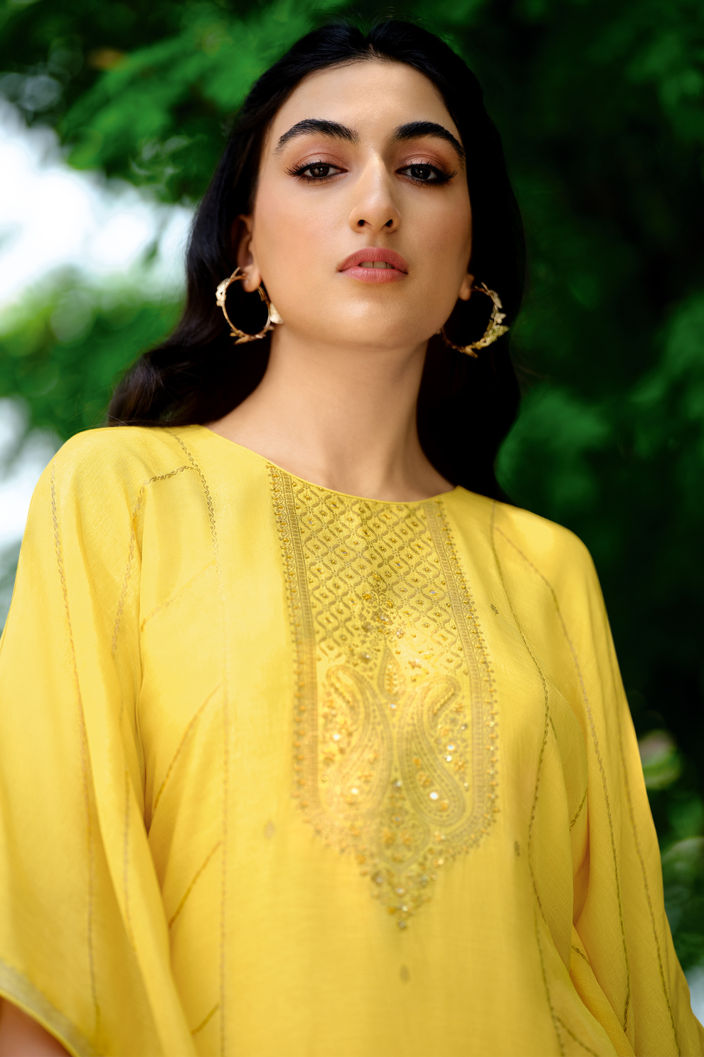 Viscose Woven Zari Kaftan with Coordinated Straight Pant