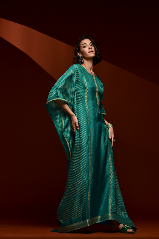 Viscose Bandhani Handwork Kaftan with Digital Print