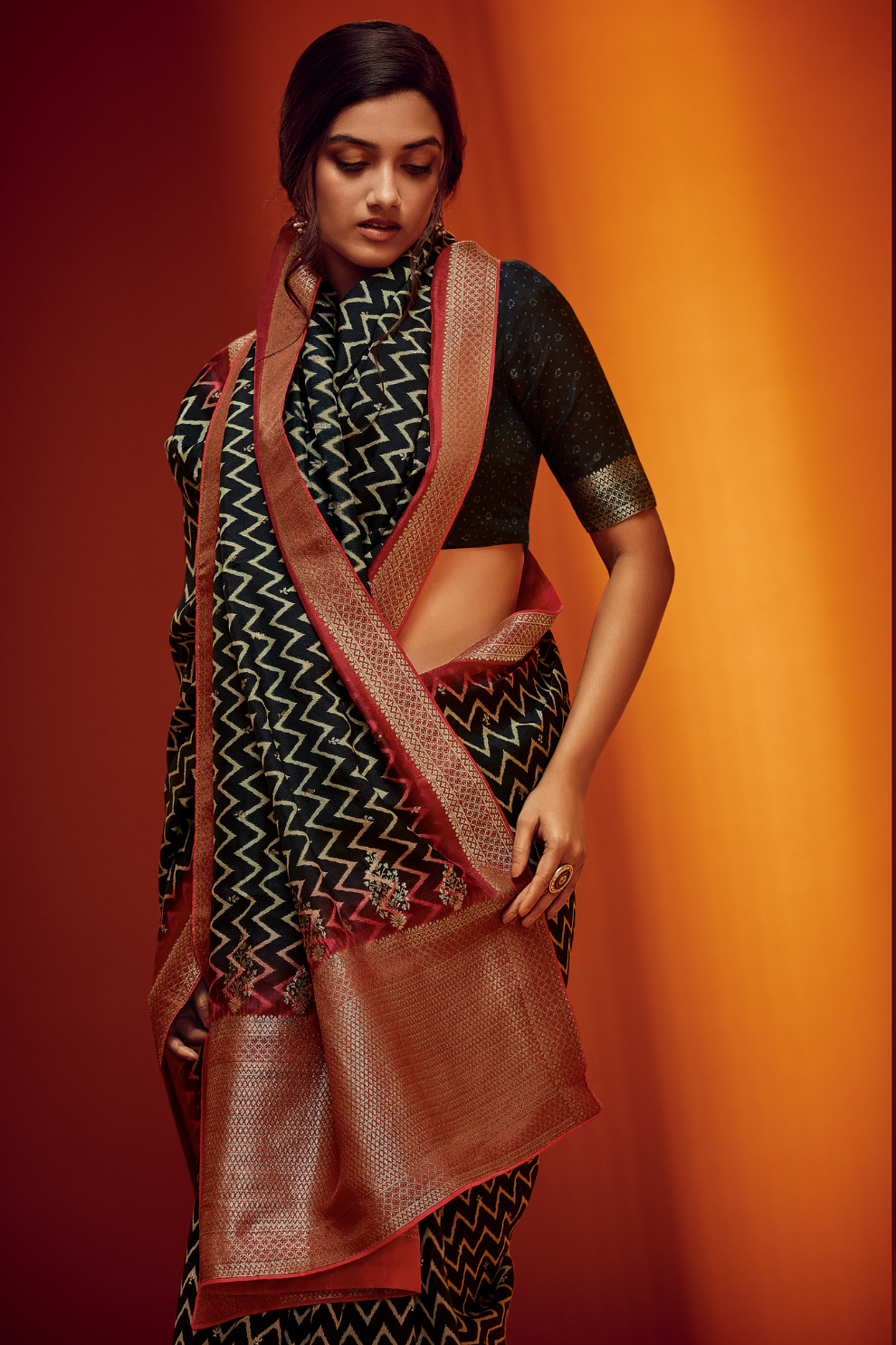 Designer Viscose Woven Saree and Digital Print Blouse