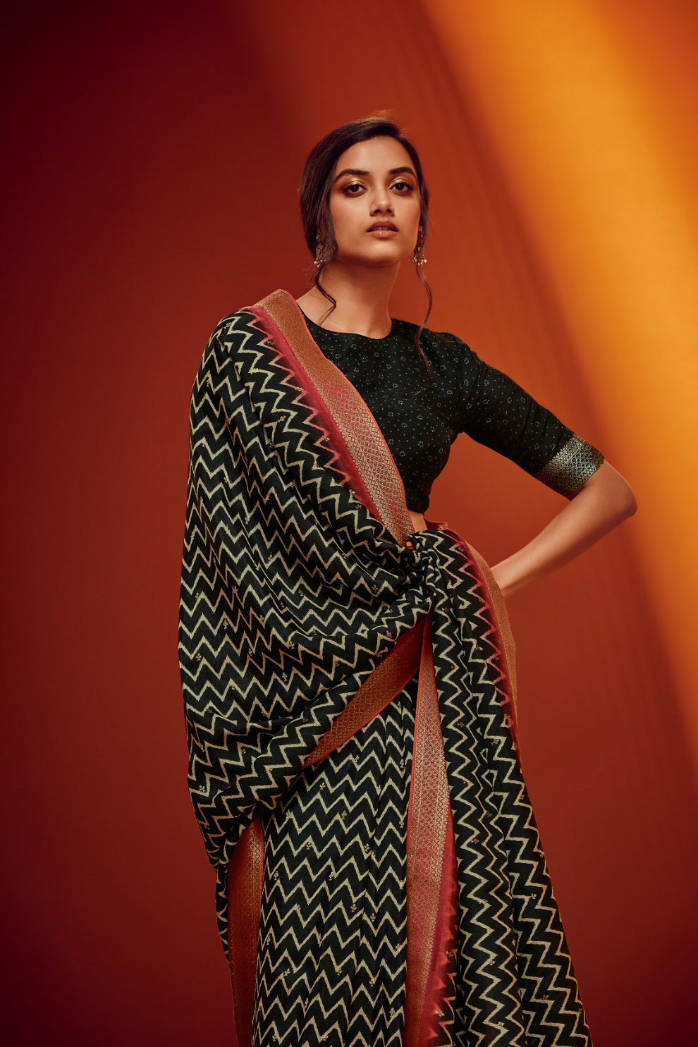 Designer Viscose Woven Saree and Digital Print Blouse