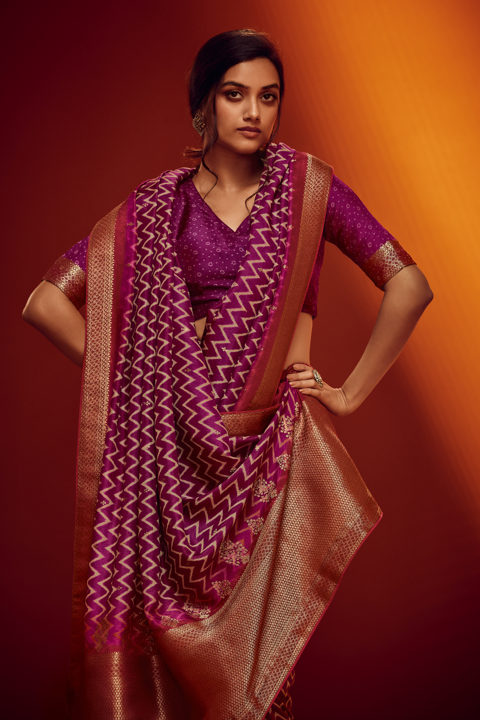 Designer Viscose Woven Saree and Digital Print Blouse