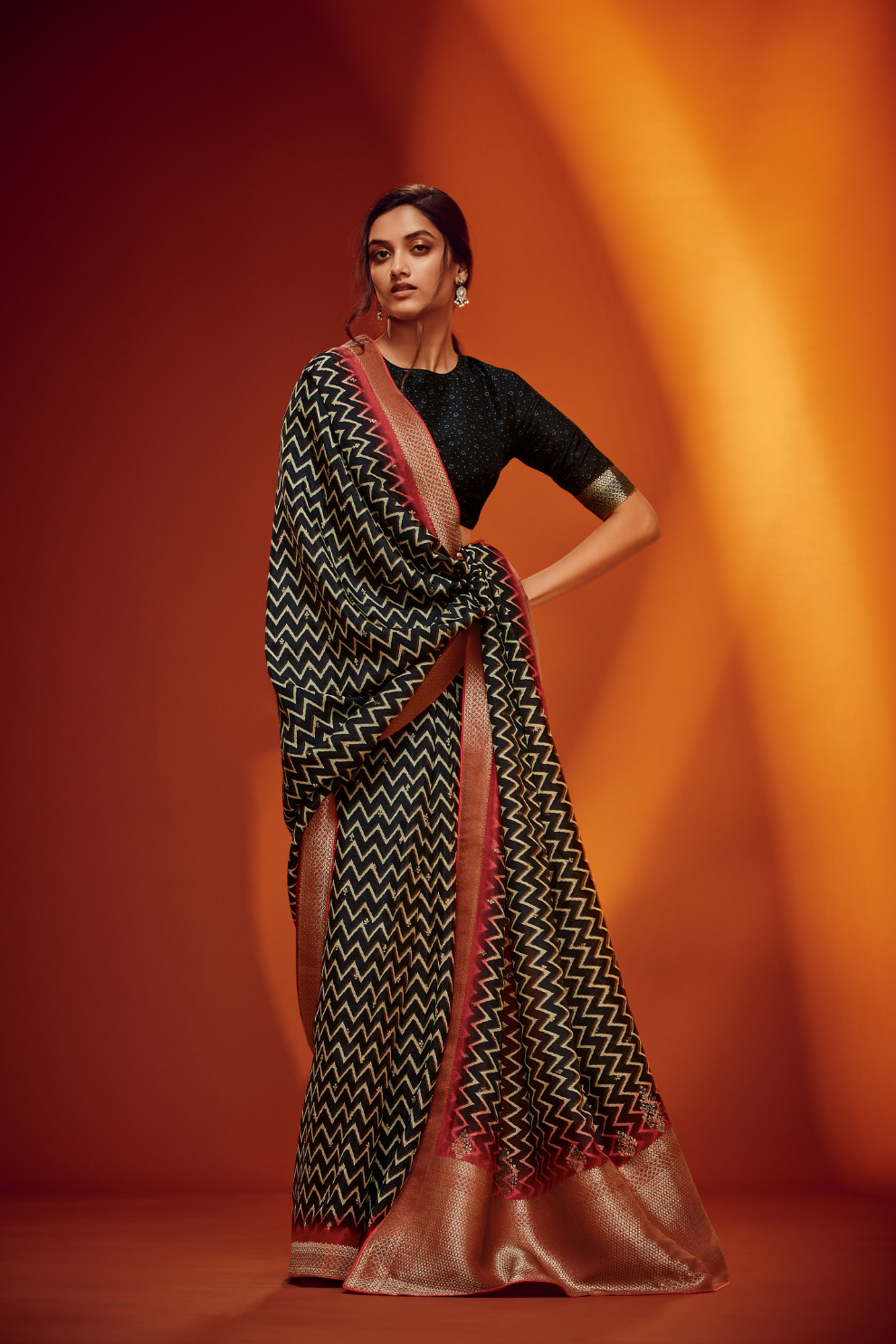 Designer Viscose Woven Saree and Digital Print Blouse