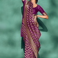 Classic Viscose Woven Solid Saree with Matching Blouse