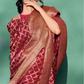 Classic Viscose Woven Solid Saree with Matching Blouse