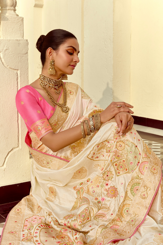 Banarasi Silk Saree with Traditional Zari Weaving Elegance