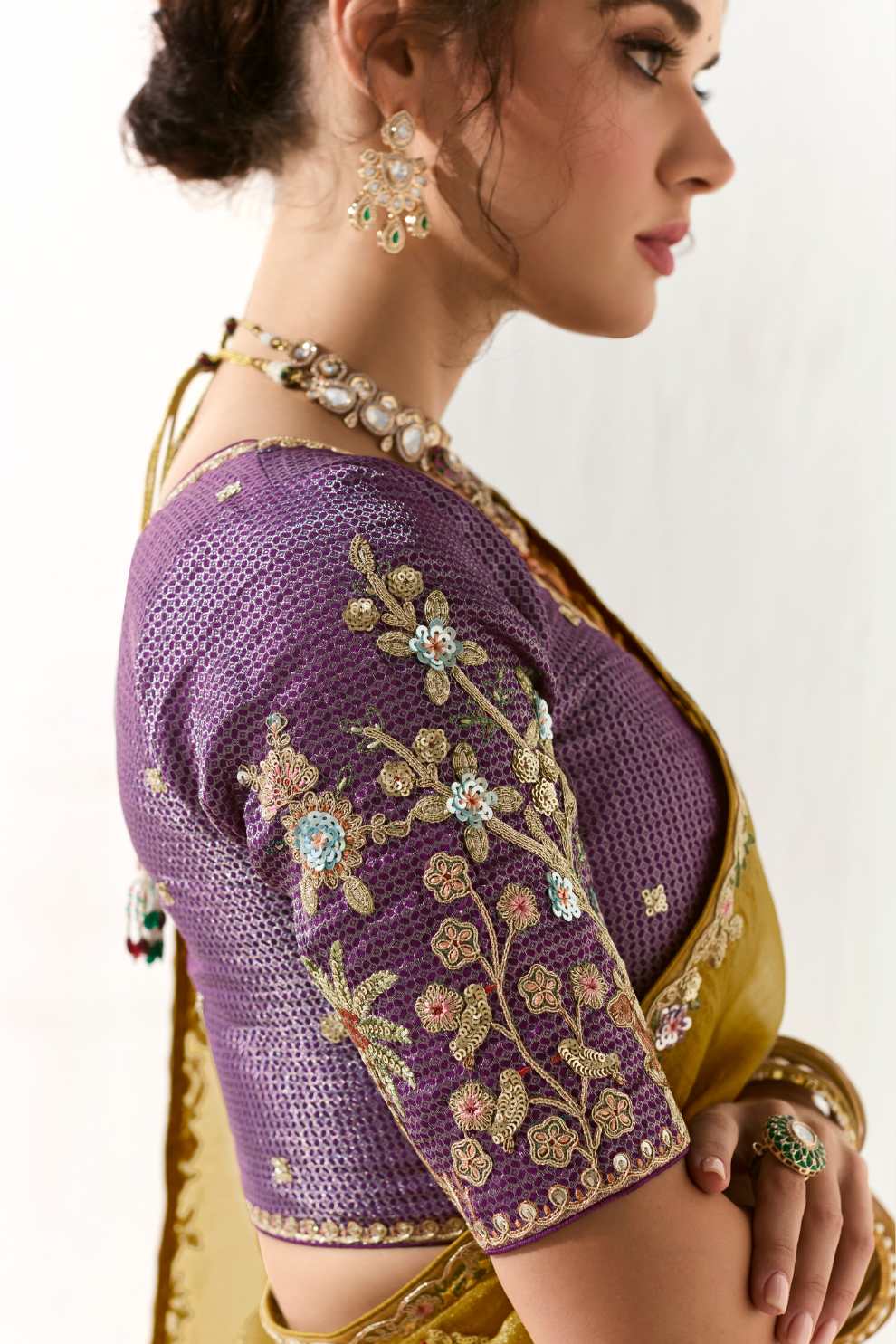 Tissue Silk Saree with Heavy Embroidered Border for Grand Occasions