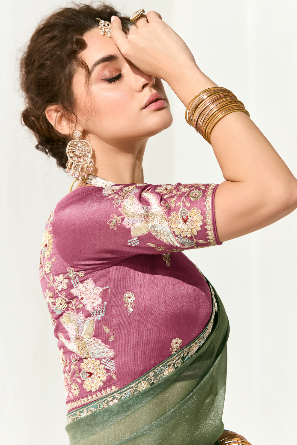 Tissue Silk Saree with Heavy Embroidered Border for Grand Occasions