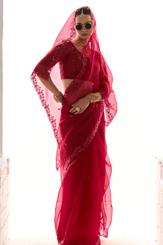 Tissue Silk Saree with Heavy Embroidered Border for Grand Occasions