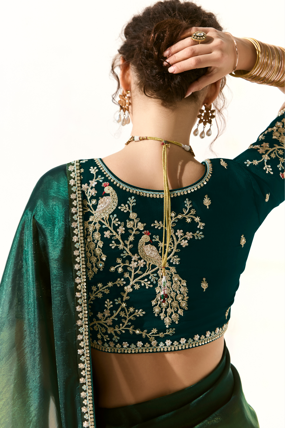 Tissue Silk Saree with Heavy Embroidered Border for Grand Occasions