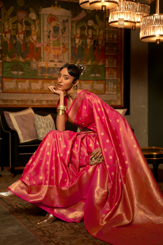 Zari Banarasi Saree with Ethnic Motifs Woven Design