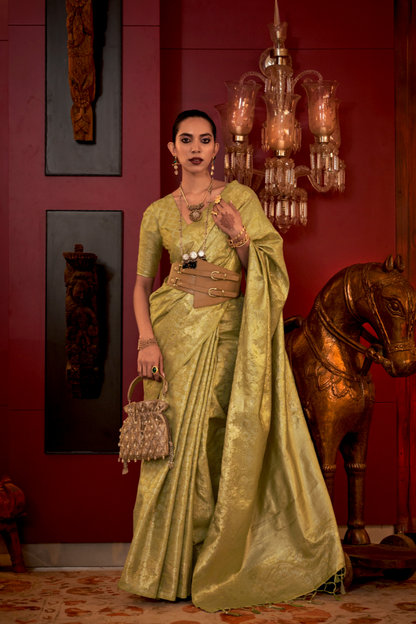 Zari Woven Banarasi Silk Blend Saree with Regal Detailing