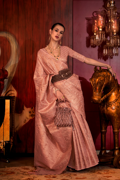 Zari Woven Banarasi Silk Blend Saree with Regal Detailing