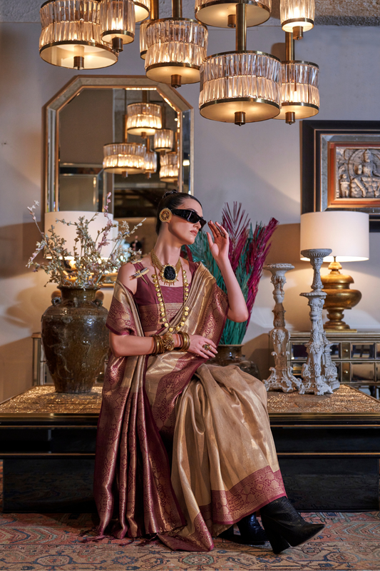 Tissue Silk Saree with Intricate Handloom Weaving Art