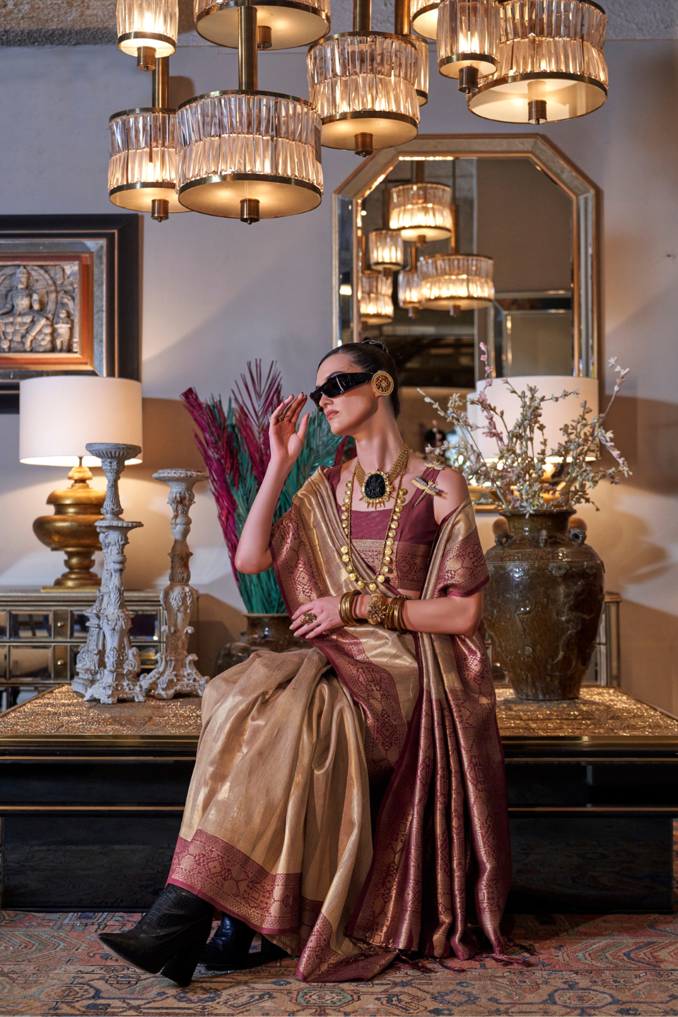 Tissue Silk Saree with Intricate Handloom Weaving Art