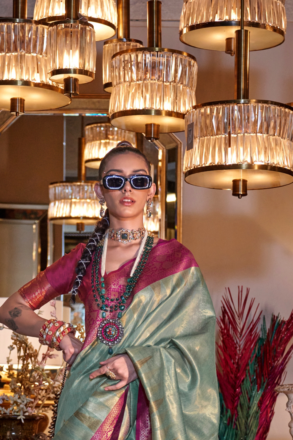 Tissue Silk Saree with Intricate Handloom Weaving Art