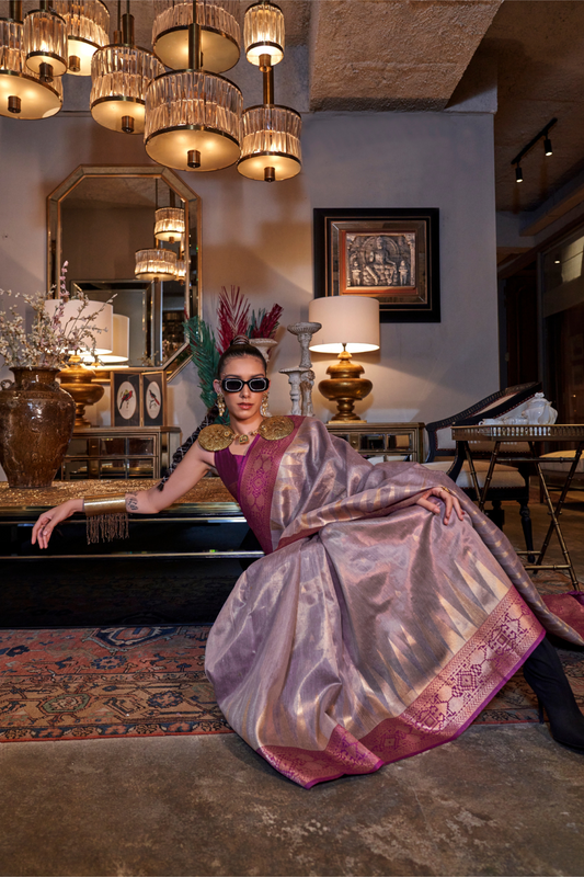 Tissue Silk Saree with Intricate Handloom Weaving Art