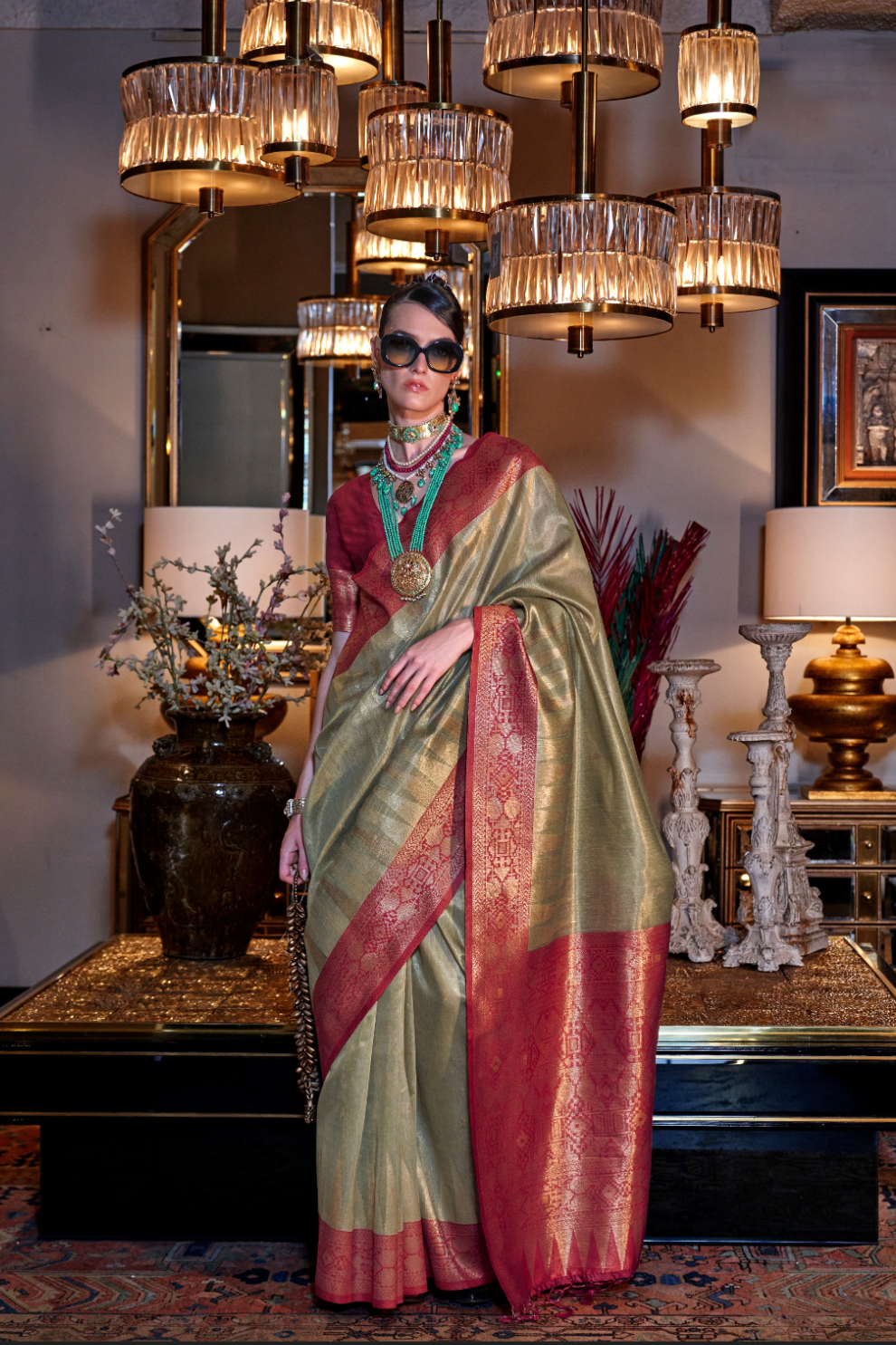 Tissue Silk Saree with Intricate Handloom Weaving Art