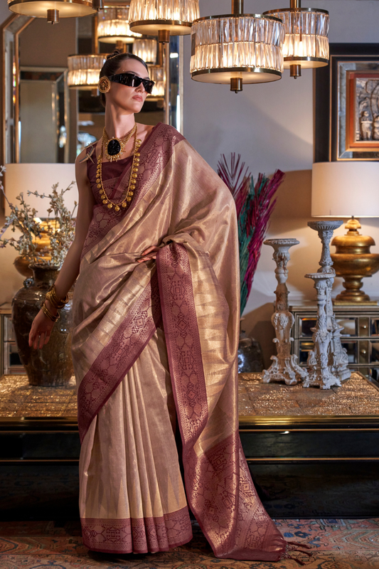 Tissue Silk Saree with Intricate Handloom Weaving Art