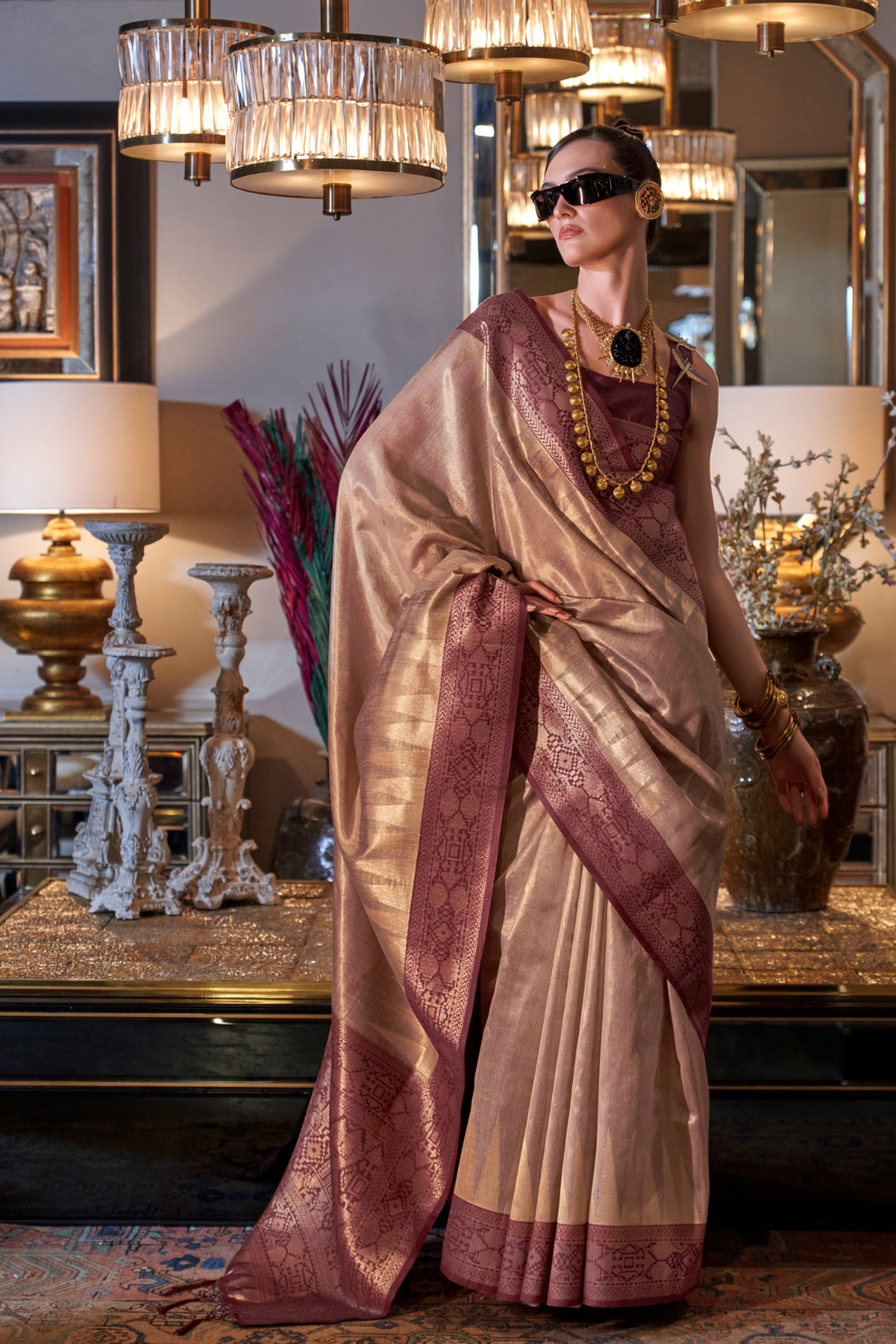 Tissue Silk Saree with Intricate Handloom Weaving Art
