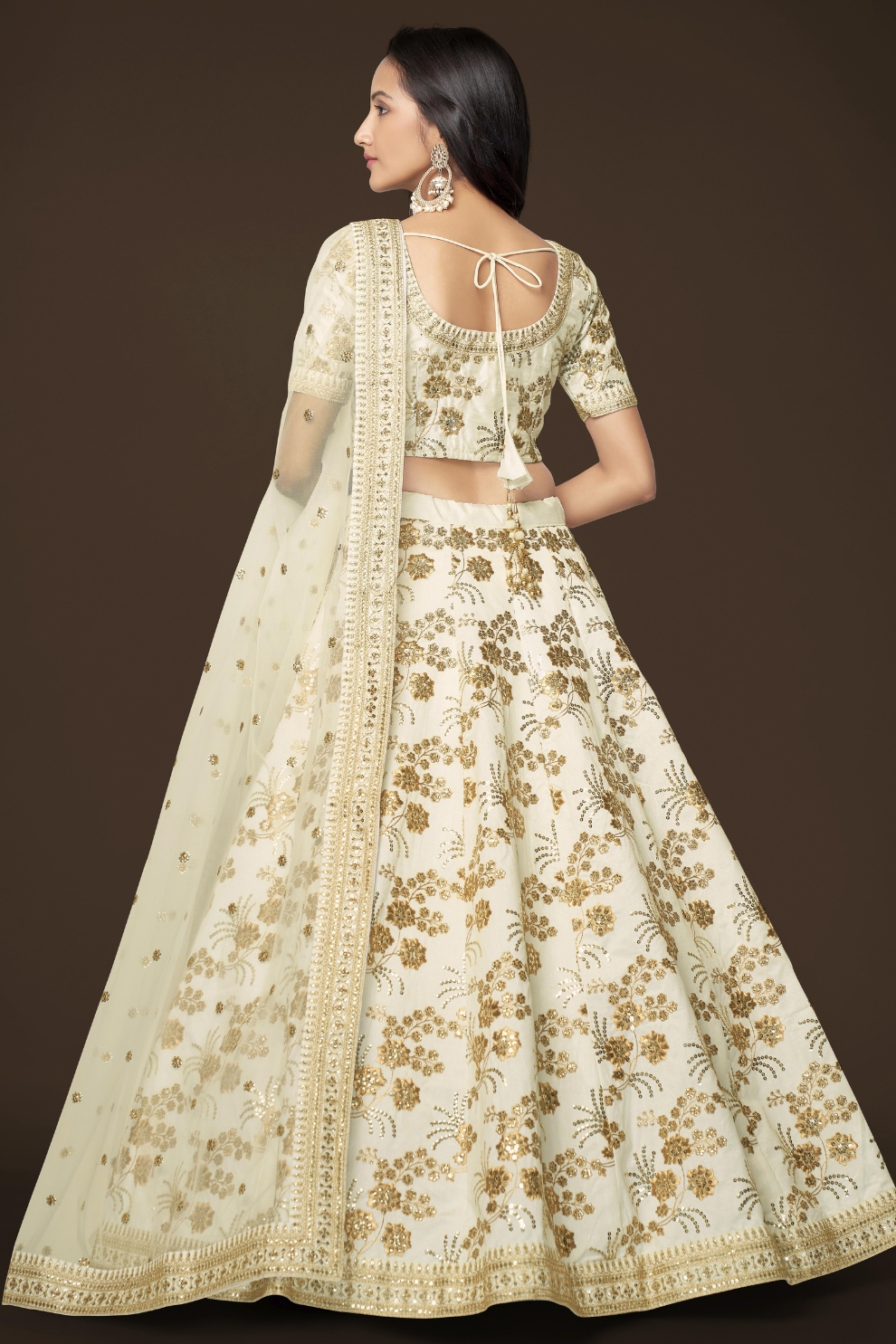 Traditional Slub Silk Lehenga Choli with Sequin Detailing