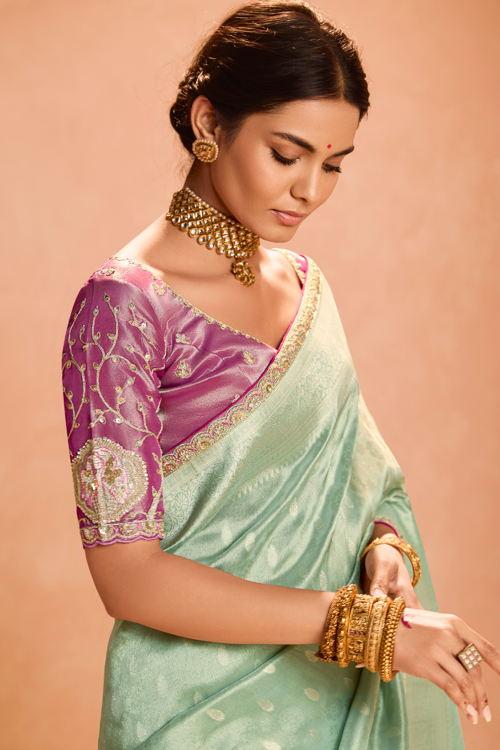 Banarasi Bridal Tissue Silk Saree with Traditional Royal Finish