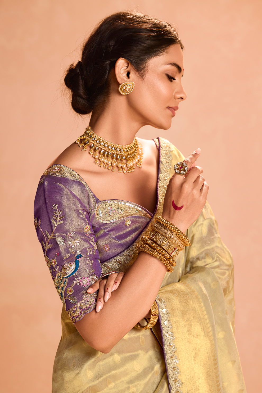 Banarasi Bridal Tissue Silk Saree with Traditional Royal Finish