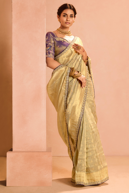 Banarasi Bridal Tissue Silk Saree with Traditional Royal Finish