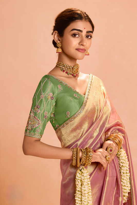 Banarasi Bridal Tissue Silk Saree with Traditional Royal Finish