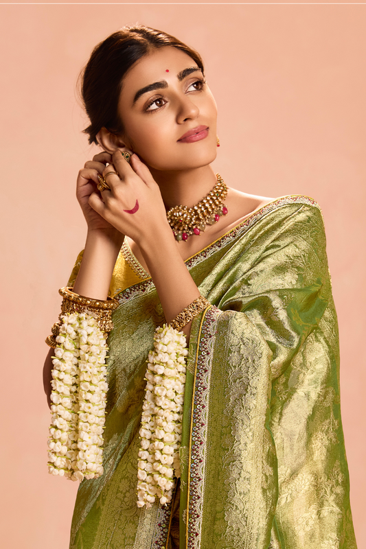 Banarasi Bridal Tissue Silk Saree with Traditional Royal Finish