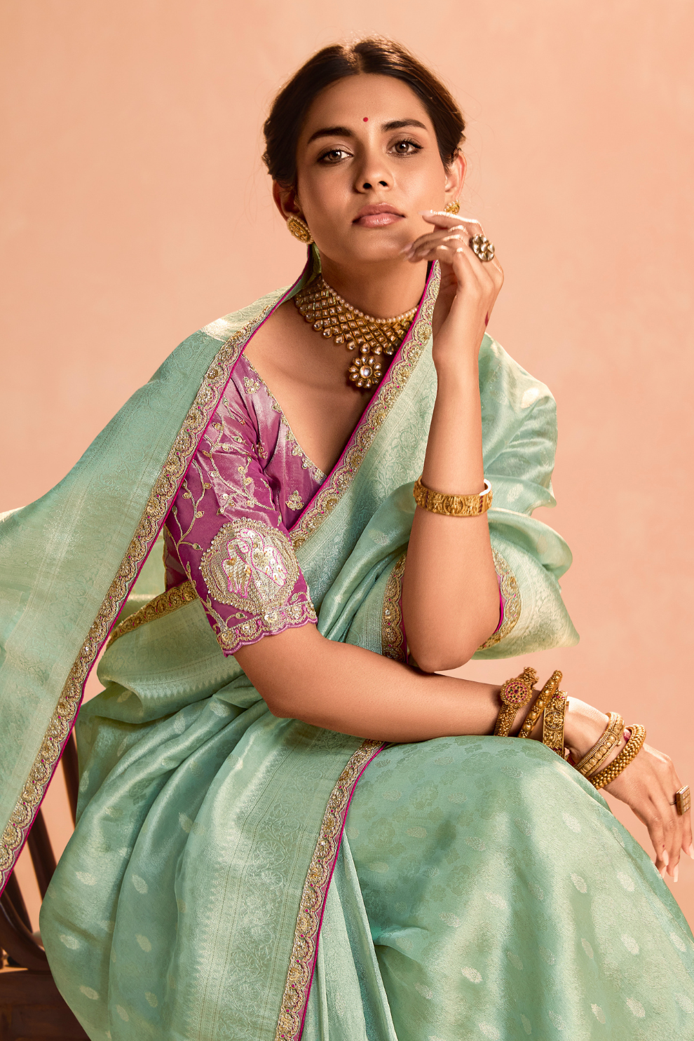 Banarasi Bridal Tissue Silk Saree with Traditional Royal Finish