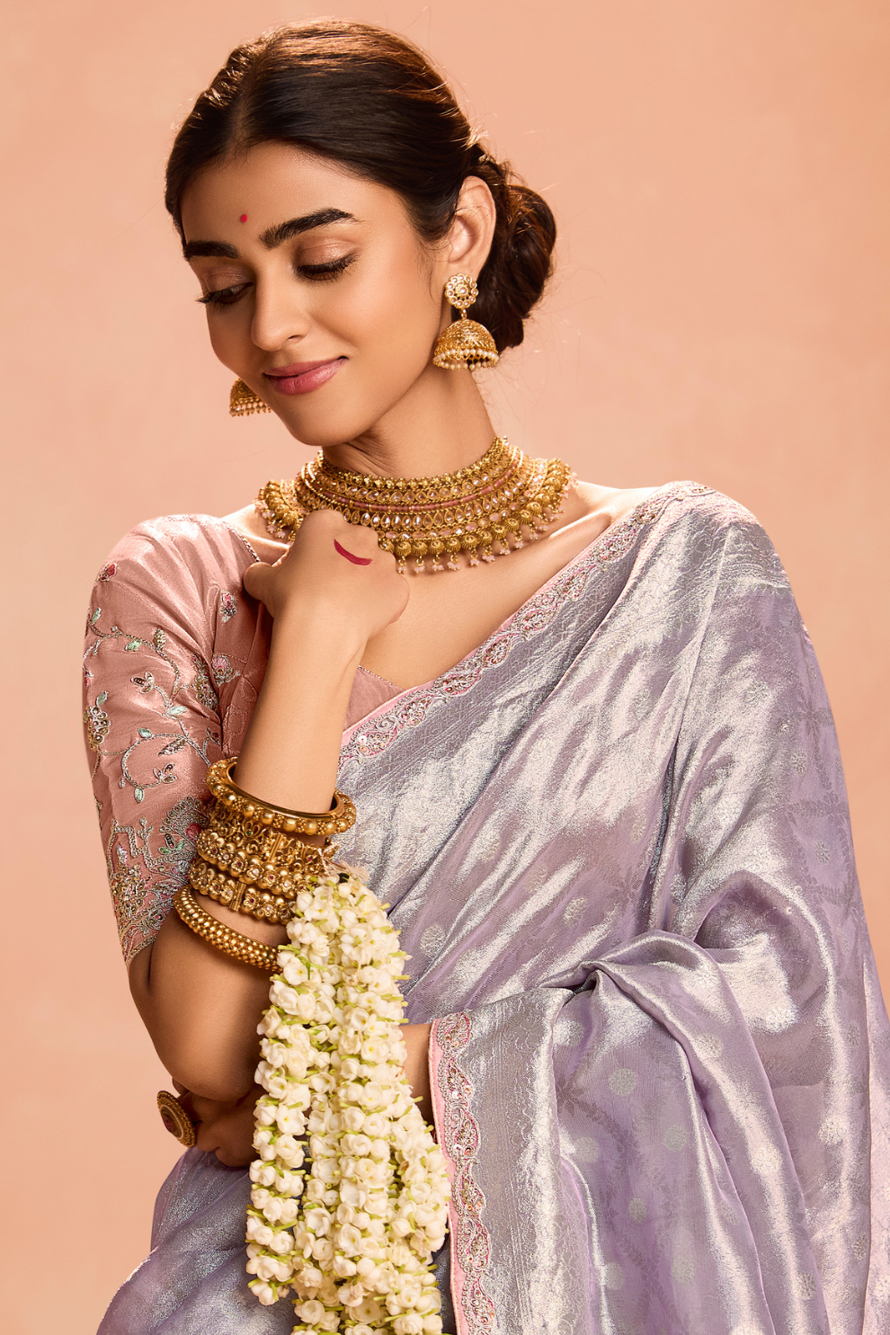 Banarasi Bridal Tissue Silk Saree with Traditional Royal Finish