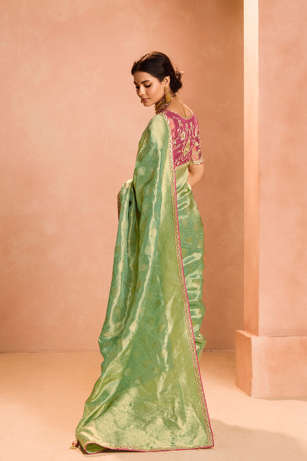 Banarasi Bridal Tissue Silk Saree with Traditional Royal Finish