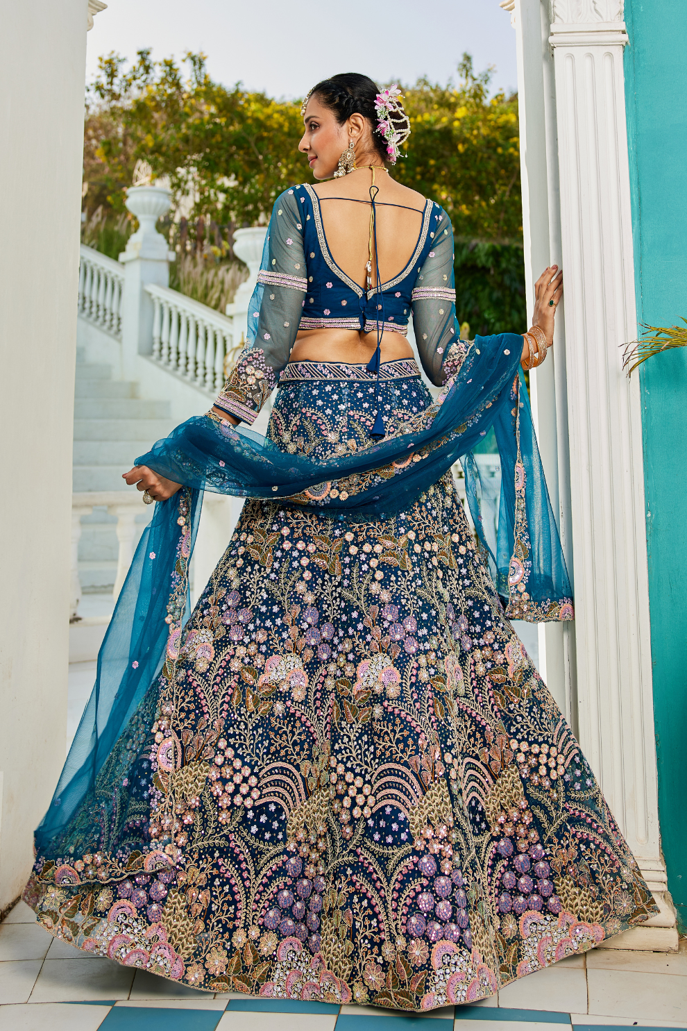 Designer Net Lehenga Choli with Coding and Zarkan Embroidery
