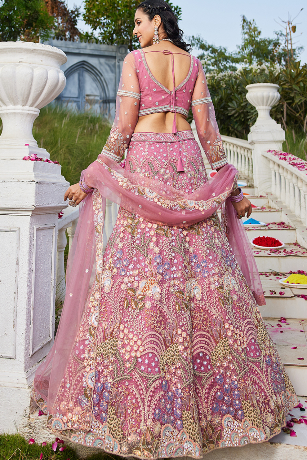 Designer Net Lehenga Choli with Coding and Zarkan Embroidery