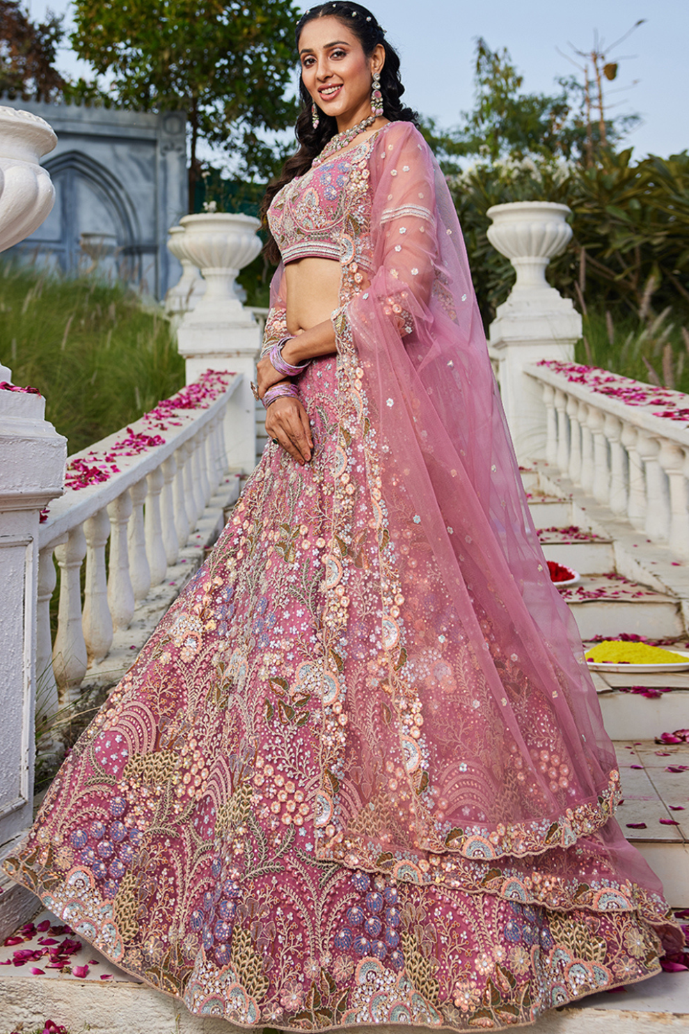 Designer Net Lehenga Choli with Coding and Zarkan Embroidery