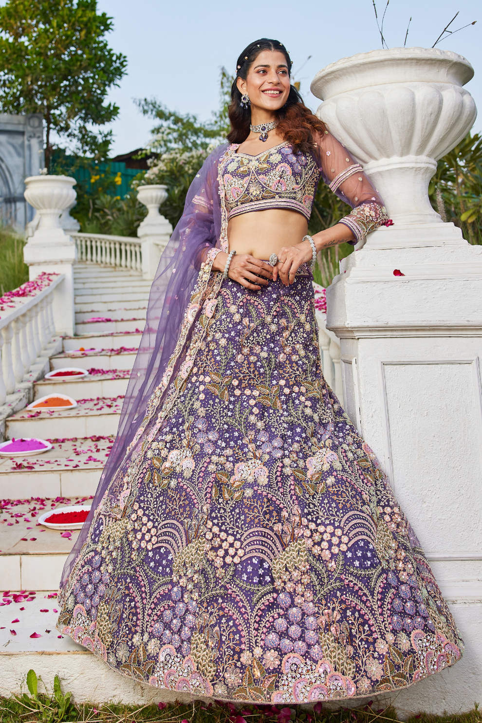 Designer Net Lehenga Choli with Coding and Zarkan Embroidery
