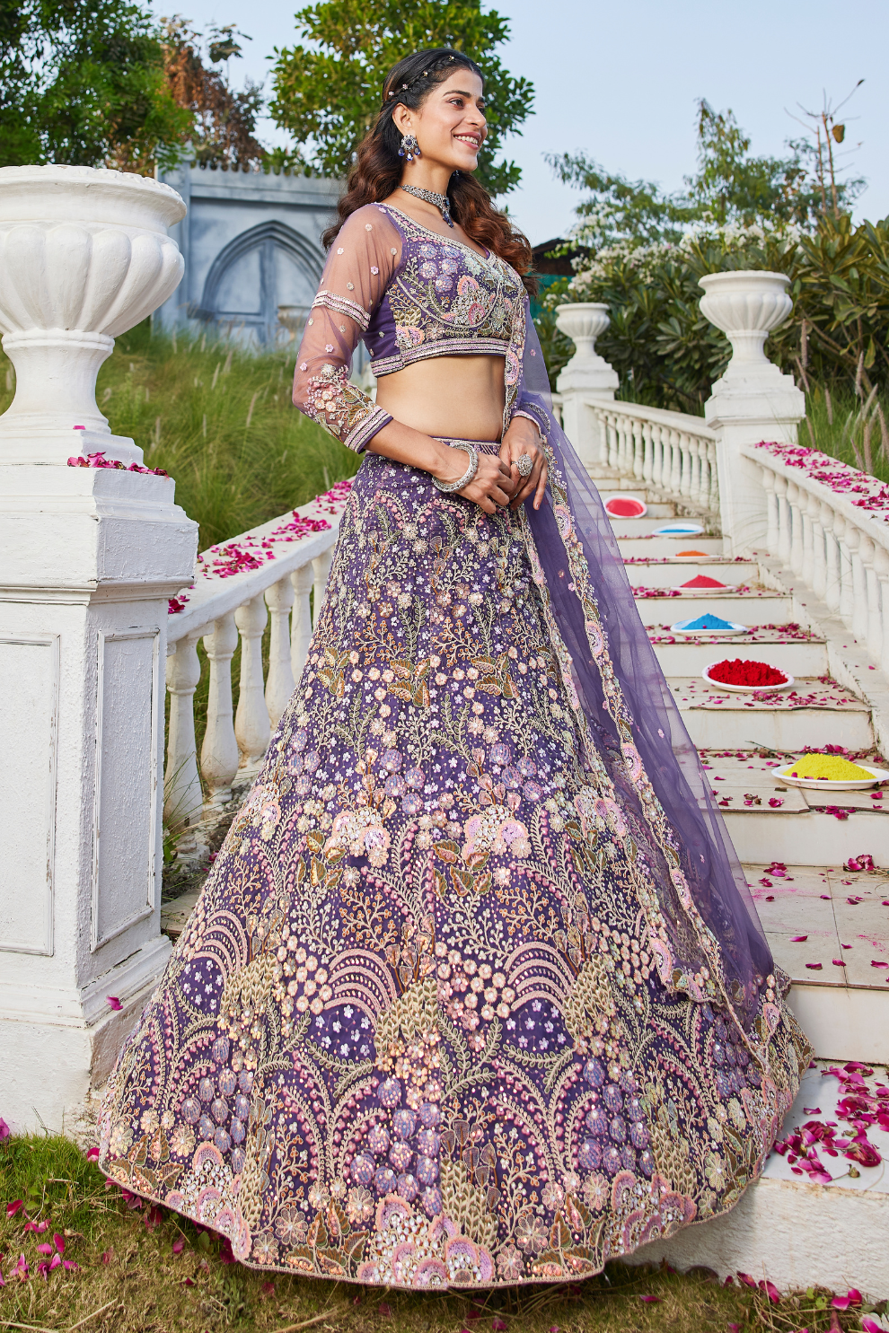 Designer Net Lehenga Choli with Coding and Zarkan Embroidery