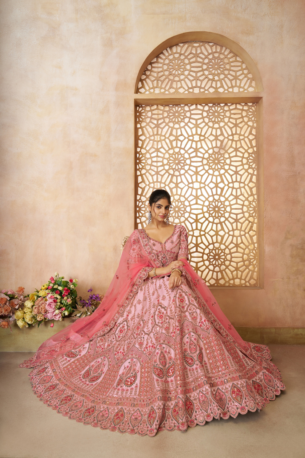 Designer Bridal Lehenga Featuring Imperial Embroidery and Whimsical Patterns