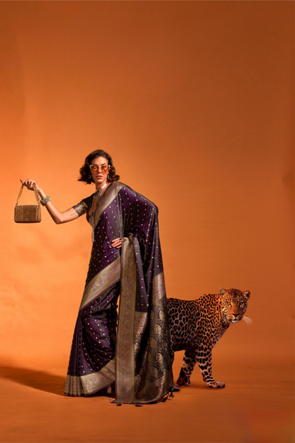 Woven Design Zari Satin Banarasi Saree with Rich Detailing