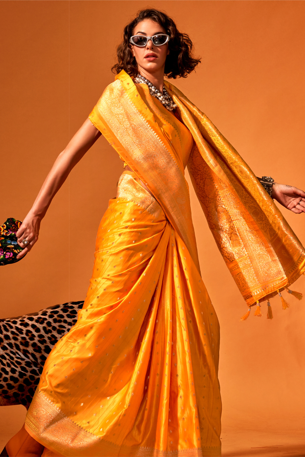 Woven Design Zari Satin Banarasi Saree with Rich Detailing