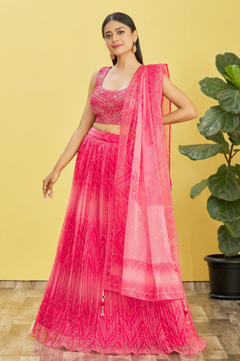Vibrant Digital Printed Organza Lehenga Choli with Contemporary Flair