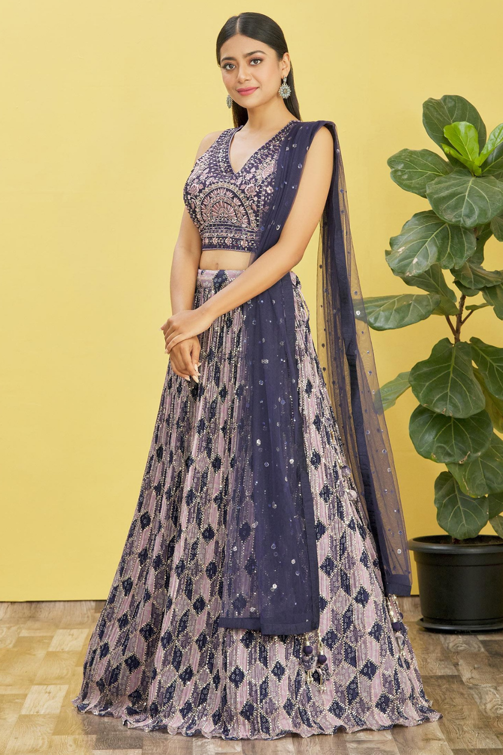 Vibrant Digital Printed Organza Lehenga Choli with Contemporary Flair