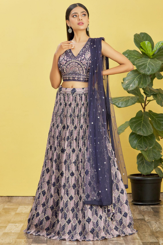 Vibrant Digital Printed Organza Lehenga Choli with Contemporary Flair