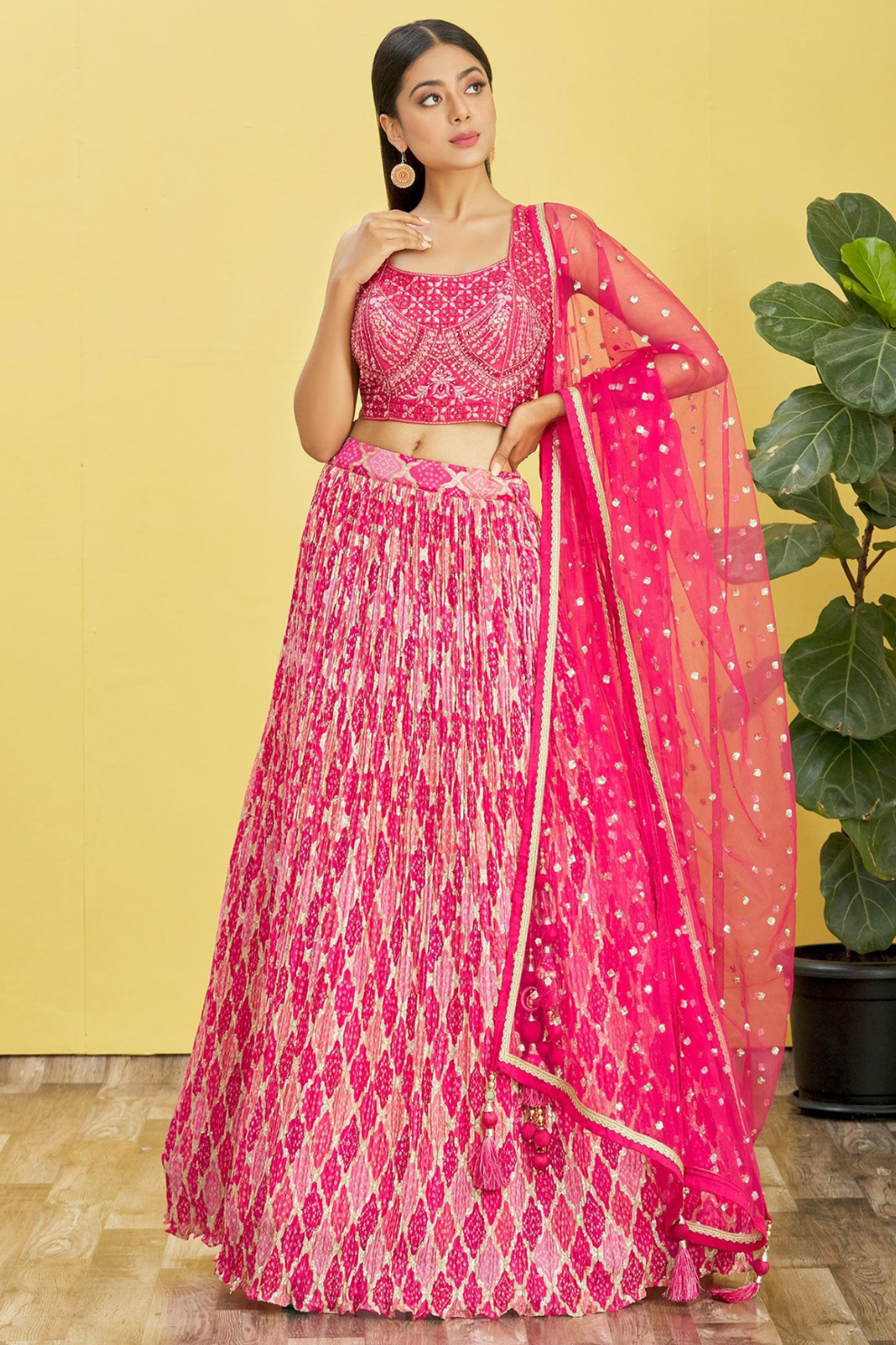 Vibrant Digital Printed Organza Lehenga Choli with Contemporary Flair