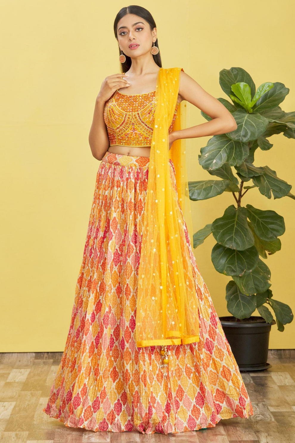 Vibrant Digital Printed Organza Lehenga Choli with Contemporary Flair