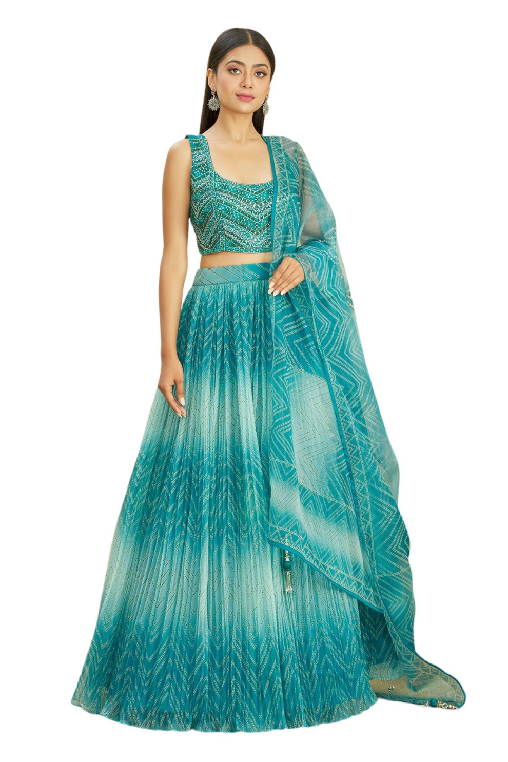 Vibrant Digital Printed Organza Lehenga Choli with Contemporary Flair